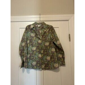 Women's Size Medium Multi Color Floral Button Down Cotton Shirt Western Pearl